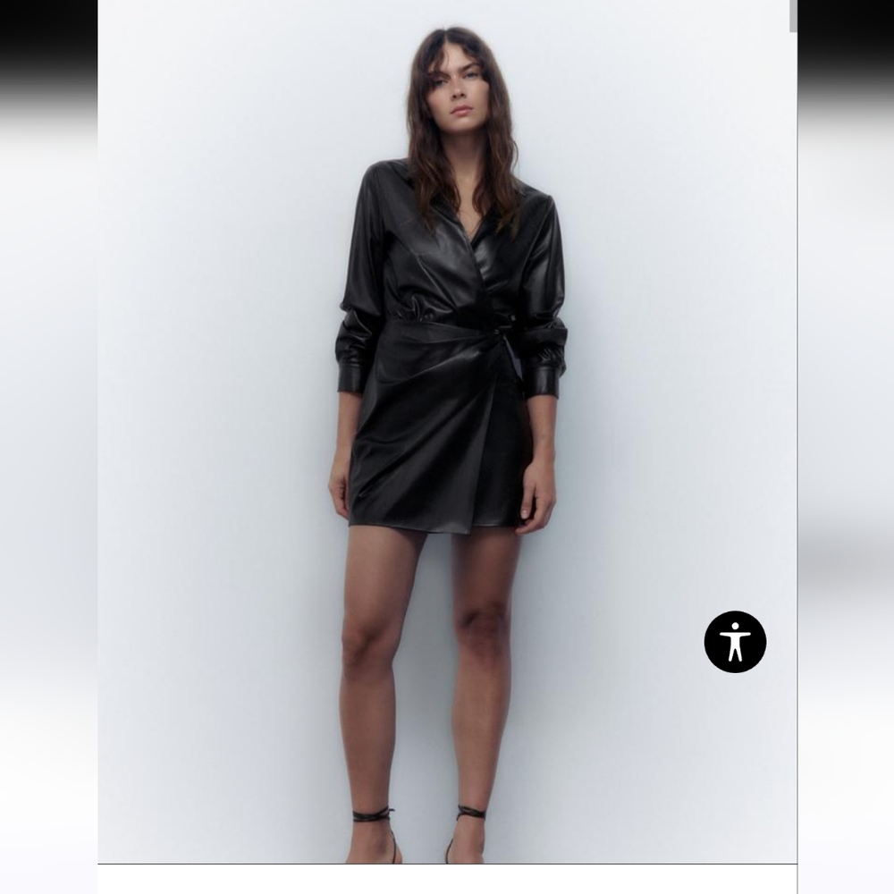 Zara Faux Leather Ruched Dress